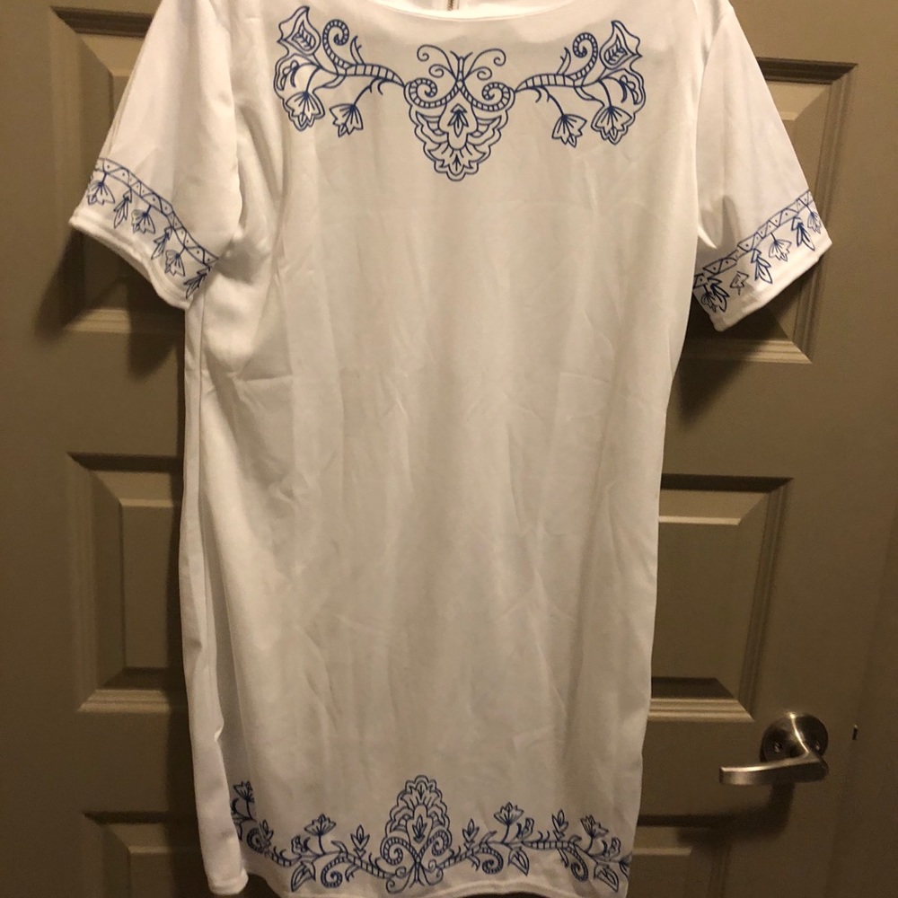 White and blue dress